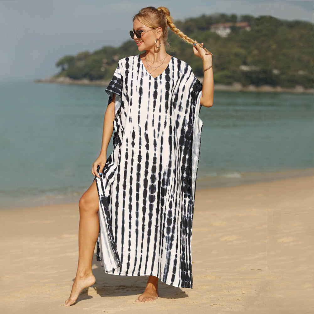 Blouse Beach Cover-up Knitted Serpentine Robe