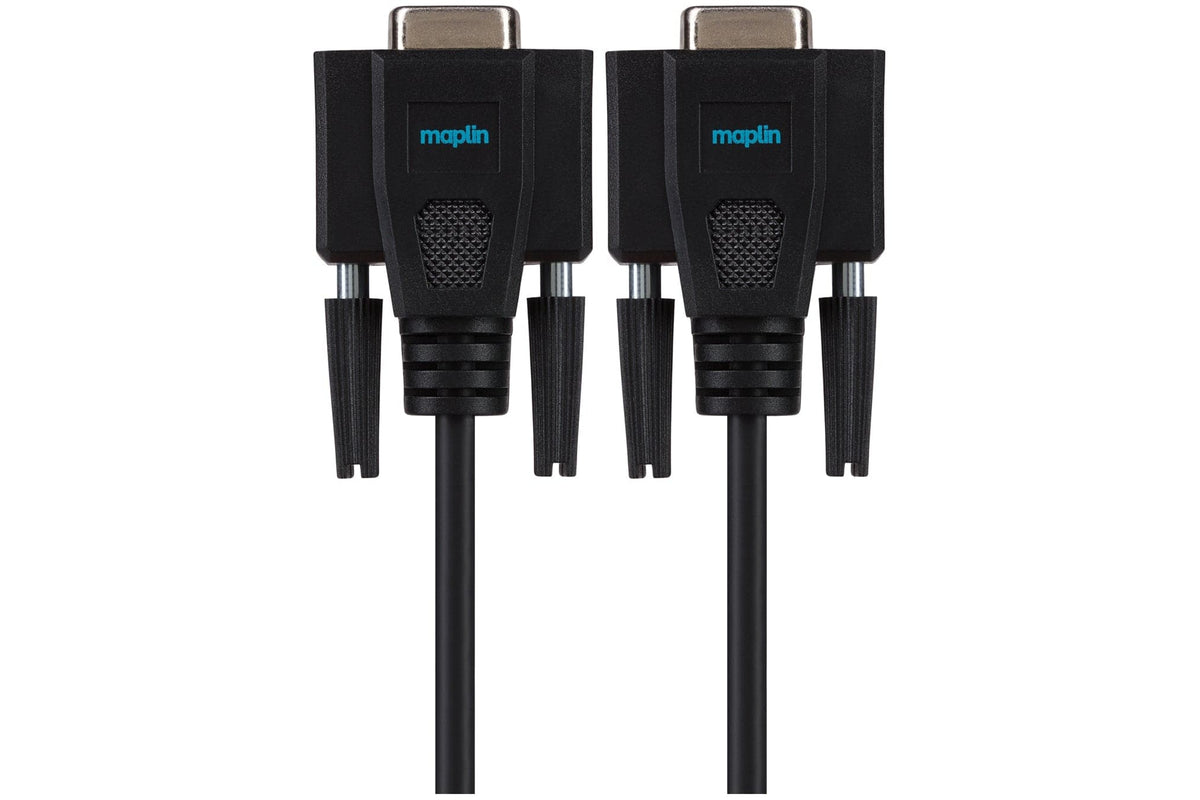 Maplin Premium Serial RS232 Null Modem 9 Pin Female Cable - Black, 3m