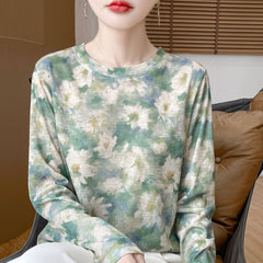 Round Neck Pullover Light Luxury Skin-friendly All-match Bottoming Shirt