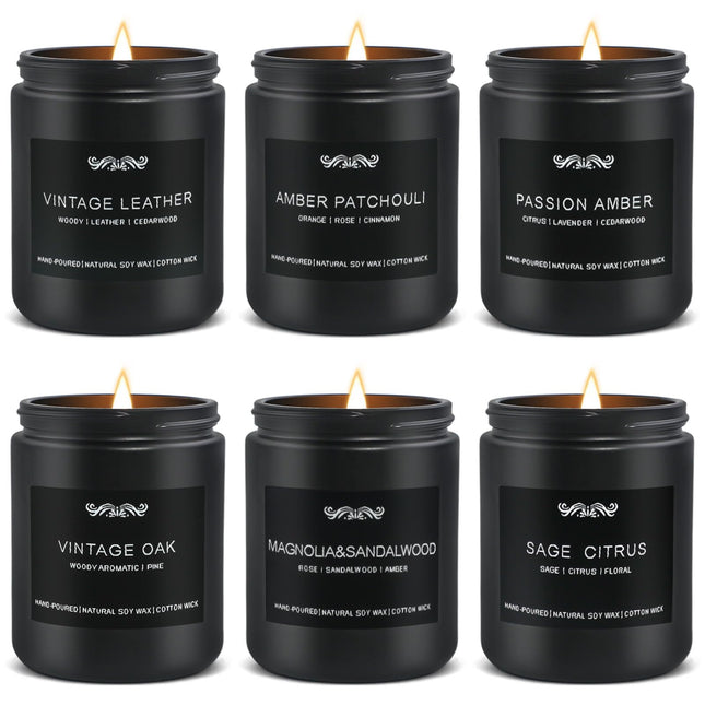 6 Pack Candles for Home – Aromatherapy Gift Set for Men (42 oz, 300 Hours)