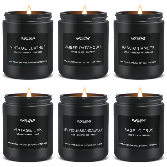 6 Pack Candles for Home – Aromatherapy Gift Set for Men (42 oz, 300 Hours)