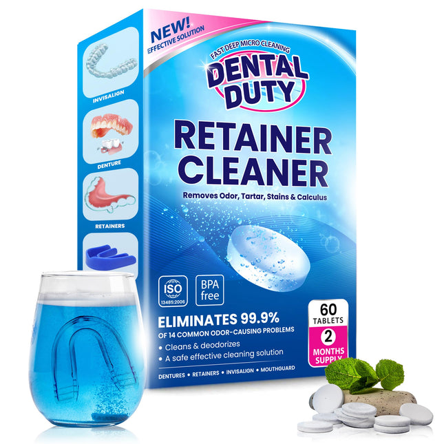 60-Unit Retainer & Denture Cleaning Tablets – Mouthguard Cleaner | Dental Duty