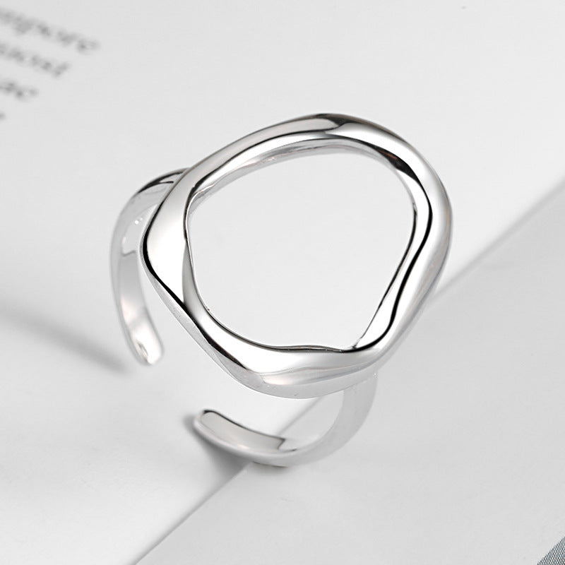 Irregular simple brass silver plated ring