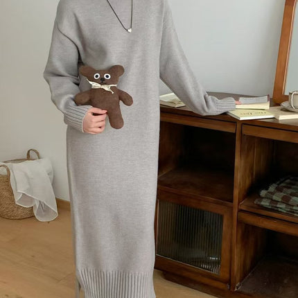 Idle Style Pullover Thickened Plus Size Bottoming Loose Knitted Dress Women