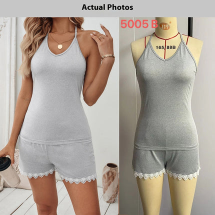 European And American Crochet Vest Shorts Casual Suit