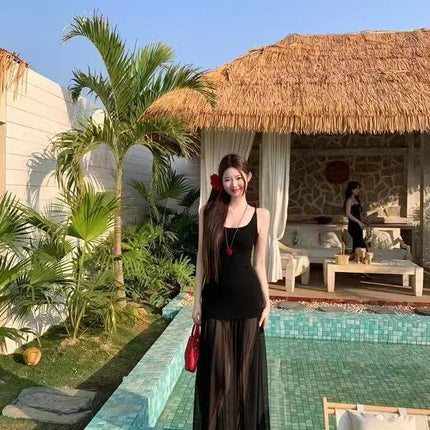 Pure Desire Mesh Splicing Sling Dress Women