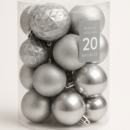 Festive Feeling 20 Christmas Baubles – 8cm