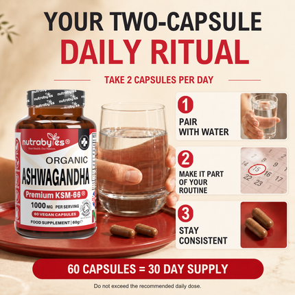 Ashwagandha KSM-66 | 60 Vegan Capsules | Root Extract with Black Pepper
