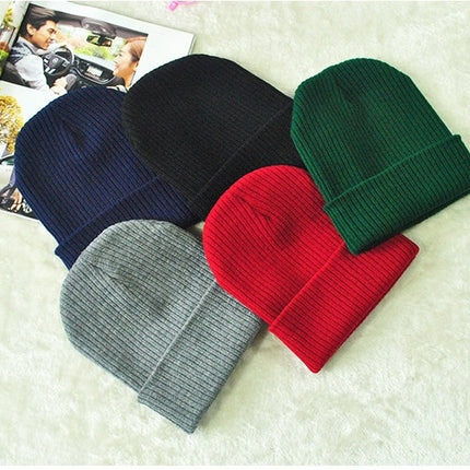 Men's And Women's Warm Solid Color Striped Caps