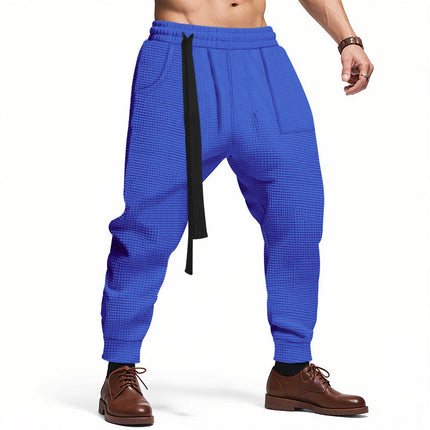 Men's Casual Pants Solid Waffle Male Hip Hop Streetwear Track Pants Joggers Trousers Fashion Harajuku Men Pants