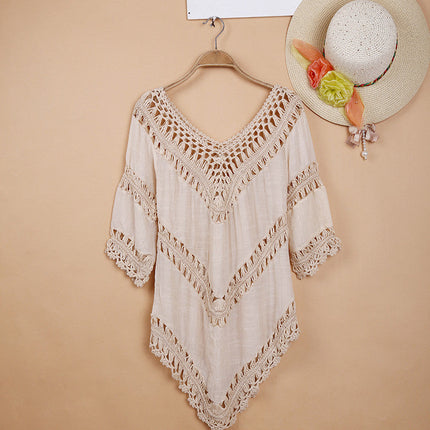 Crochet Knitted Stitching Cutout Blouse Skirt Swimsuit