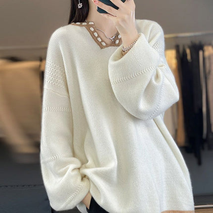 V-neck Sweater Women's Fashionable Outer Wear Top