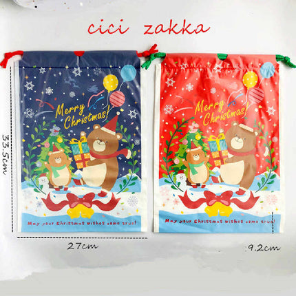 Japanese Style Christmas Drawstring Bear Bag