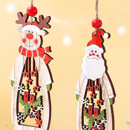 Christmas Supplies Wooden Hollow Long Pendant