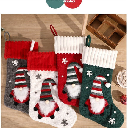 Christmas Decoration Embroidered Old Man Christmas Candy Socks Gift Bag Pendant