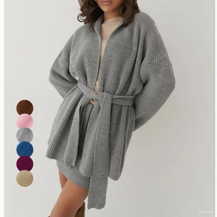 Cashmere Belt Knitted Cardigan Jacket