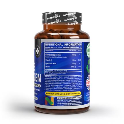 Marine Collagen Capsules with Vitamin C and Hyaluronic Acid (30 Days)