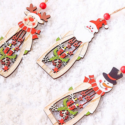 Christmas Supplies Wooden Hollow Long Pendant