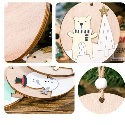 Christmas Decorations Painted Wooden Plaque Pendant