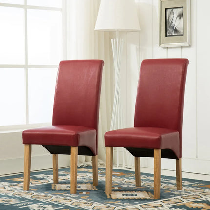 MCC Set of 2 Faux Leather Dining Chairs Roll Top Scroll High Back For Home & Commercial Restaurants