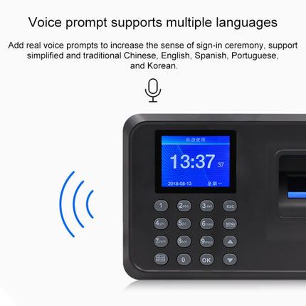 F01 Fingerprint Time Attendance Machine with 2.4 inch TFT Screen, US Plug