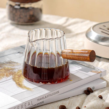 1 Pcs 180ml Mini Coffee Cup, Glass Milk Cup, Italian Coffee Cup With Wooden Handle, Coffee Measuring Cup