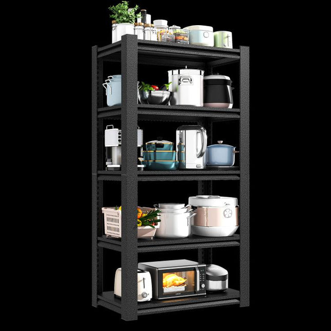 H183cm Schwerlastregal 5 Ebenen – Metall Lagerregal 650kg Tragkraft, Verstellbar, Industrie & Garage, Stabiles Lagerregal, Schwarz, H183cm * B90cm * T40cm