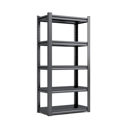 H183cm Schwerlastregal 5 Ebenen – Metall Lagerregal 650kg Tragkraft, Verstellbar, Industrie & Garage, Stabiles Lagerregal, Schwarz, H183cm * B90cm * T40cm