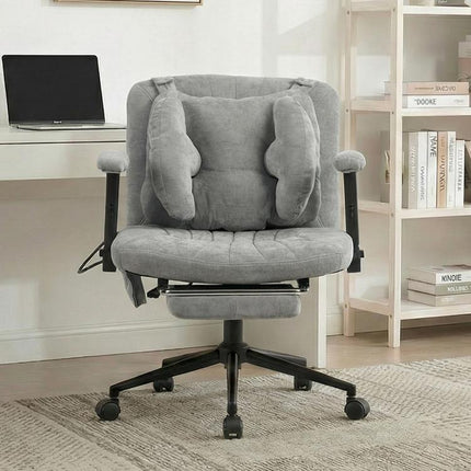 Home office chair, swivel chair, adjustable height desk chair with footrest, load capacity 150kg, gaming chair with armrests, casters, for home office, grey