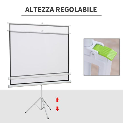 84-Inch 4K HD Projector Screen (4:3 Format) with Foldable, Height-Adjustable Tripod – Portable Projector Screen, 160-Degree Wide Viewing Angle – For Home Cinema & Outdoor Use (White)