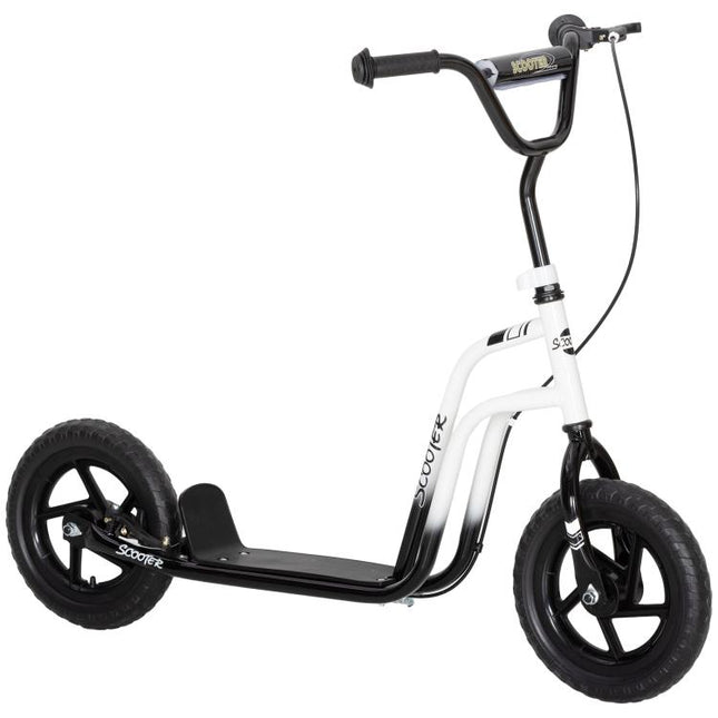 Scooter for Children Aged 5–12 with Brake, Kickstand, and Adjustable Handlebar, 129x52x80–88 cm, Black and White
