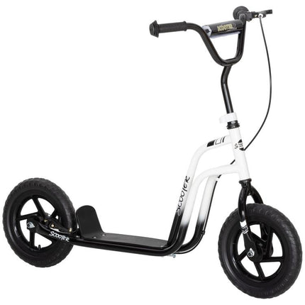 Scooter for Children Aged 5–12 with Brake, Kickstand, and Adjustable Handlebar, 129x52x80–88 cm, Black and White