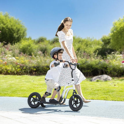 Scooter for Children Aged 5–12 with Brake, Kickstand, and Adjustable Handlebar, 129x52x80–88 cm, Black and White