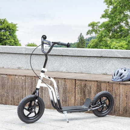 Scooter for Children Aged 5–12 with Brake, Kickstand, and Adjustable Handlebar, 129x52x80–88 cm, Black and White