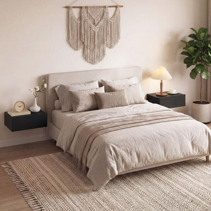 Set di 2 Comodini Sospesi Moderni con Cassetto in Legno, 40x30x15cm, Nero