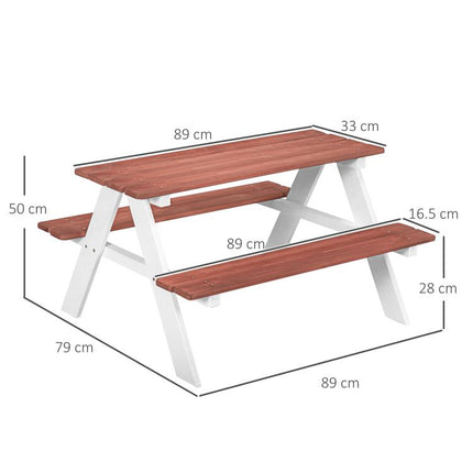 Set Tavolo da Picnic per Bambini 3-8 Anni con Panche in Legno, 89x79x50 cm, Marrone