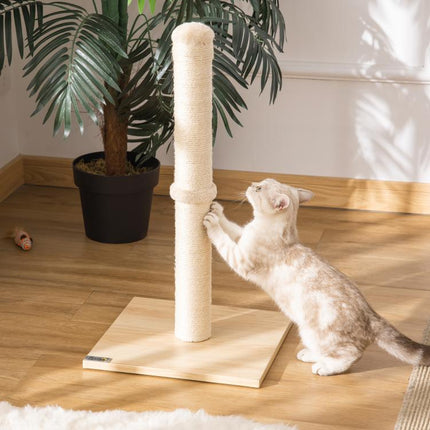 Cat Scratching Post with 60 cm Tall Sisal Post and Particleboard Base, Beige