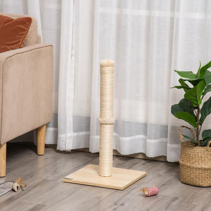 Cat Scratching Post with 60 cm Tall Sisal Post and Particleboard Base, Beige