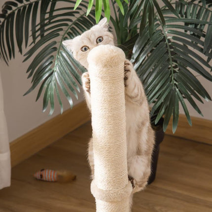 Cat Scratching Post with 60 cm Tall Sisal Post and Particleboard Base, Beige