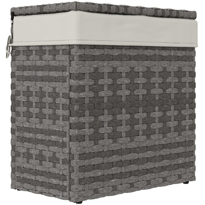 Rattan Garden and Home Storage Basket with Fabric Lining, 57x34x62cm, Grey