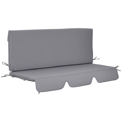 Outdoor Cushions for 3-Seater Garden Swing with Ties, 2 Pieces (130x45x5 cm), Grey