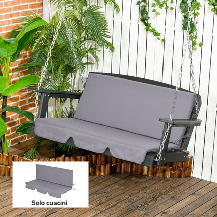 Outdoor Cushions for 3-Seater Garden Swing with Ties, 2 Pieces (130x45x5 cm), Grey