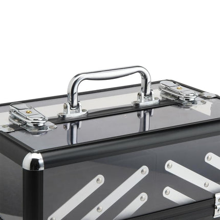 Professional Travel Makeup Case with Pull-Out Trays and Lock – Womens Beauty Case, 30x18.5x22 cm, Black