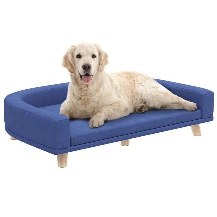 Canapé pour chien grand lit surélevé pour chien coussin lavable cadre en bois tissu polyester 98 x 67 x 25 cm bleu