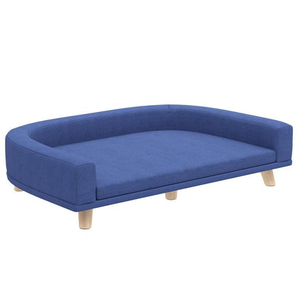 Canapé pour chien grand lit surélevé pour chien coussin lavable cadre en bois tissu polyester 98 x 67 x 25 cm bleu
