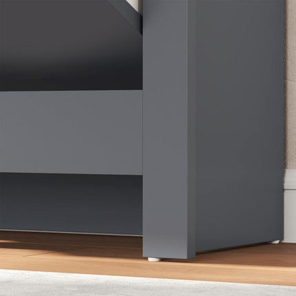 Meuble à chaussures 12 paires, armoire à chaussures étroite avec 2 tiroirs rabattables et étagères réglables, gris foncé