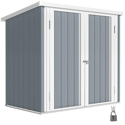 Garden Shed 1.09 square meter – 2 Lockable Doors – 147 x 86 x 134 cm – Sheet Steel – Light Grey/White