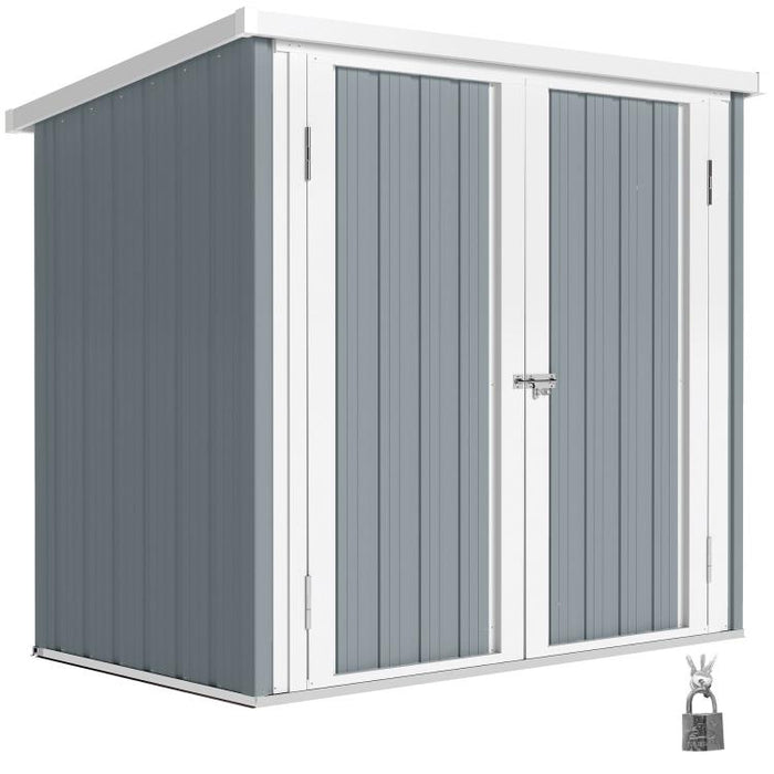 Garden Shed 1.09 square meter – 2 Lockable Doors – 147 x 86 x 134 cm – Sheet Steel – Light Grey/White