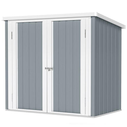 Garden Shed 1.09 square meter – 2 Lockable Doors – 147 x 86 x 134 cm – Sheet Steel – Light Grey/White