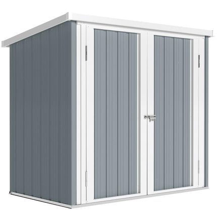 Garden Shed 1.09 square meter – 2 Lockable Doors – 147 x 86 x 134 cm – Sheet Steel – Light Grey/White